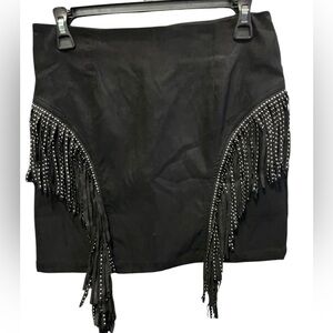 BB Fringe Studded Medium Polyester Mini Western Skirt